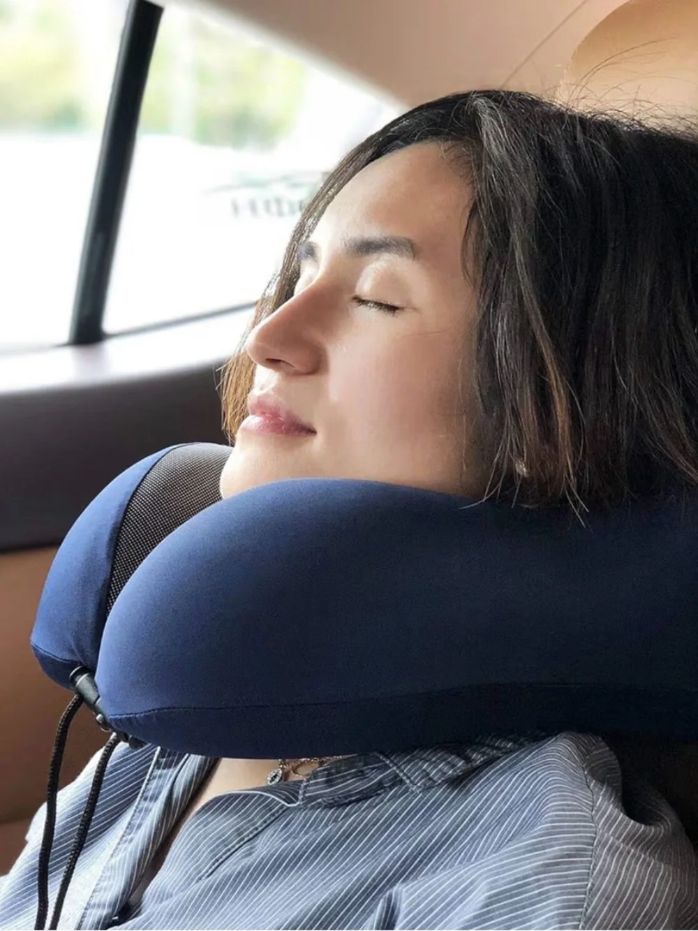 Navy/Gray Memory Foam Ergonomic Travel Neck Pillow